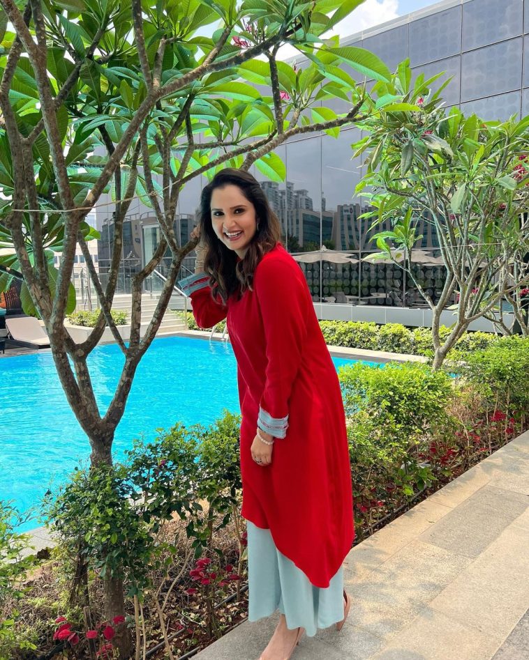 Sania Mirza Looks Stunning In Breezy Red Outfit Lens