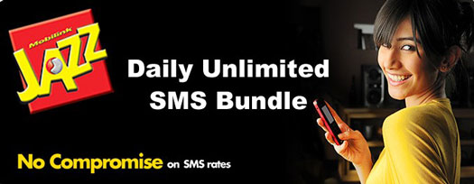 Jazz Daily SMS Package1 Daily 500 SMS for Rs. 4.77: Mobilink Jazz