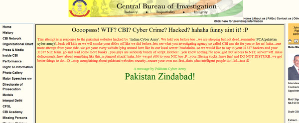 CBI Pakistani Hackers Retaliate Hacks 270 Websites, Including CBI