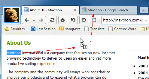 maxthon super drag drop Maxthon 3   An Internet Browser from China