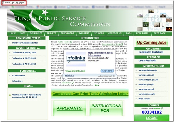 Pakistan Infolinks thumb InfoLinks Ads Spotted on a Government Website