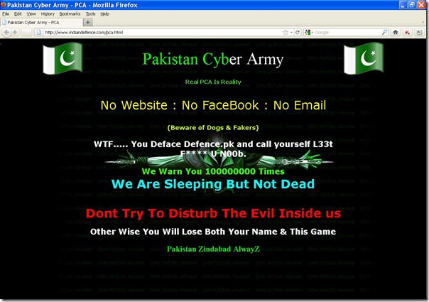 Indian Defence1 thumb IndianDefence Hacked by PCA to Avenge Defence.PK Defacement