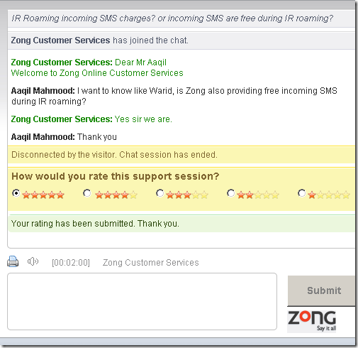 Zong Live Support thumb Zong Launched Live Web Support