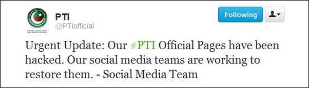 PTI 001 PTI Facebook Pages Hacked, Millions of Fans Lost