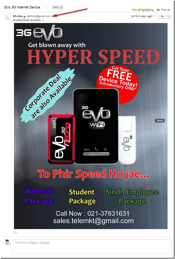 wi tribe wi tribe Franchisees Promote PTCL EVO #SPAM Emails #Fail