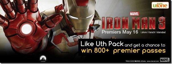 Iron Man 3 Ufone Brings Iron Man 3 to Pakistan, Offers Free Tickets!