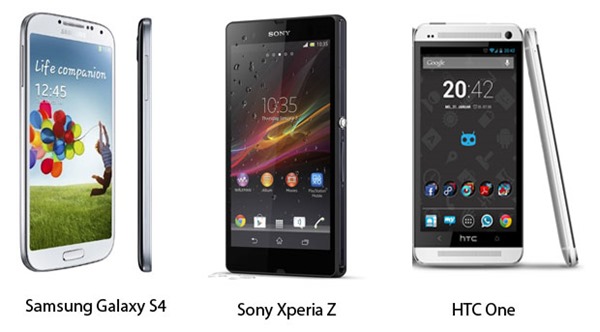 Samsung Galxy S4 HTC One Xperia Z Fight Between Flagship Devices: Samsung Galaxy S4 Vs. Sony Xperia Z Vs. HTC One