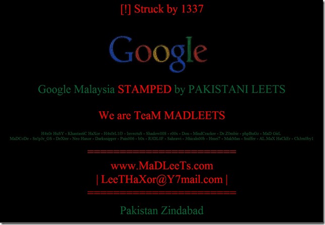 Google Malaysia Google Malaysia Gets Hacked by Pakistani Hackers