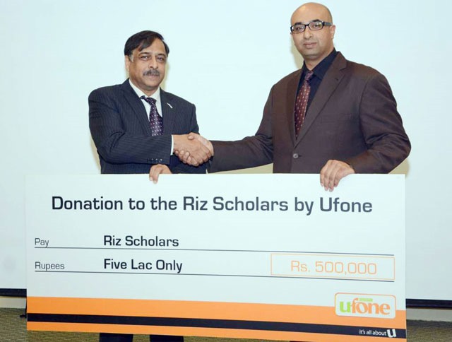 E.Ufone Donation Ufone Donates for Scholarship Programme of Memorial Trust