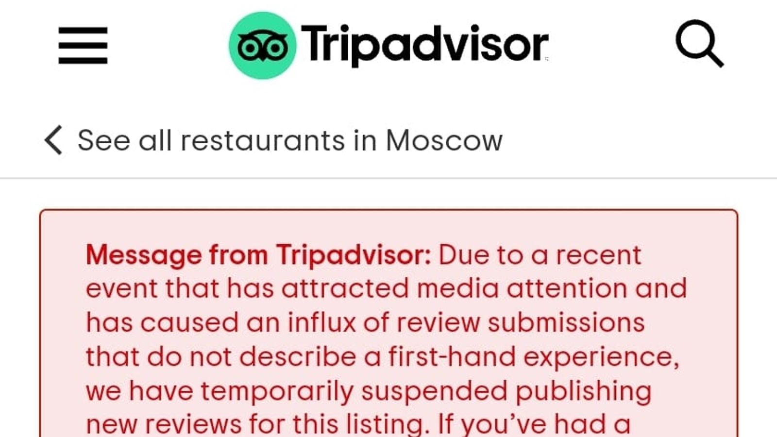 TripAdvisor reviews