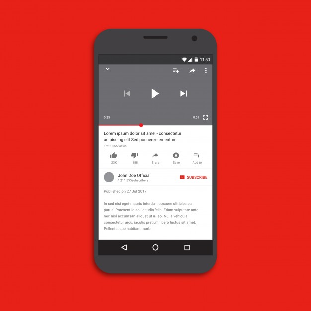 Image of a mobile playing a YouTube video