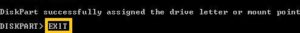 The message of success on CMD