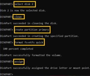 command prompt format drive ntfs