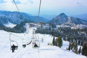 People sitting in a chair lift