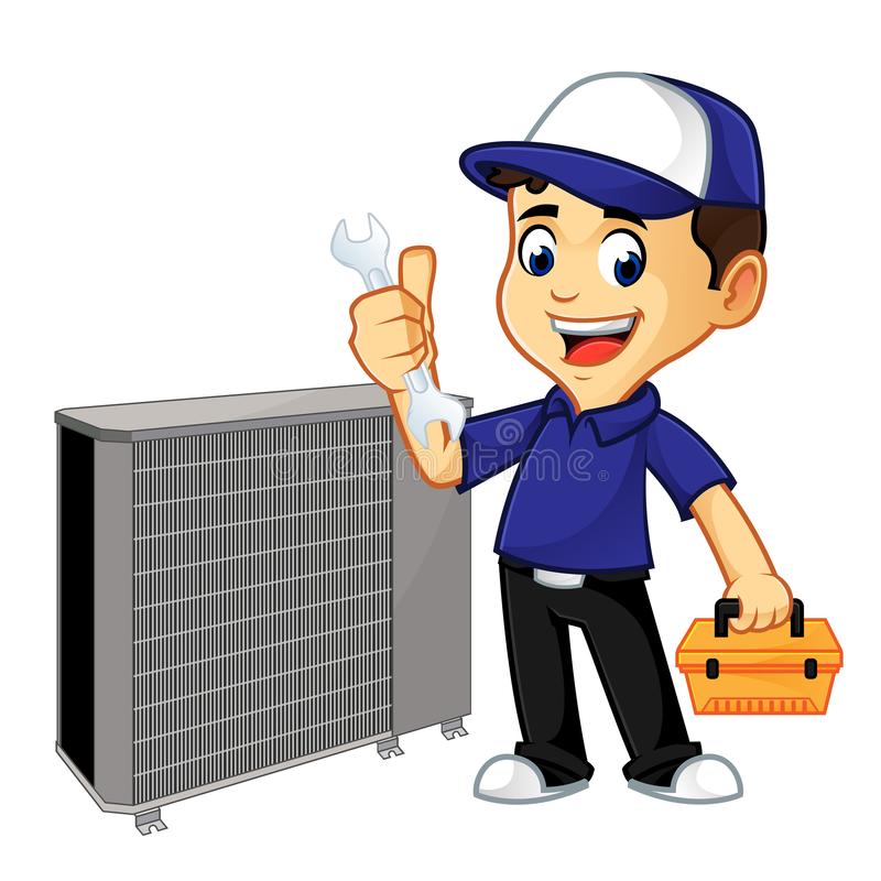 Image of an animated guy cleaning the AC