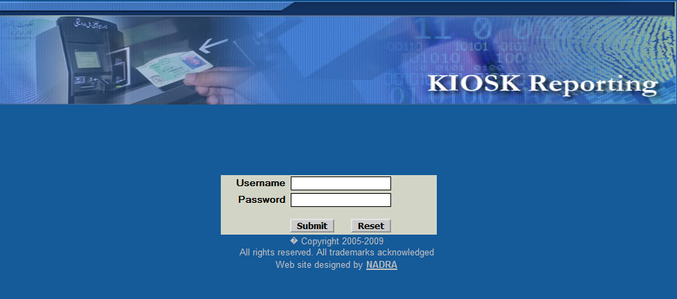 Nadra Kiosk reporting