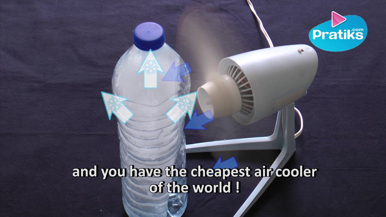 How to make an easy homemade air conditioner from a fan and water bottles