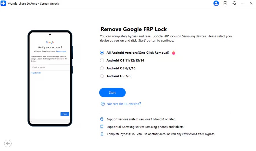 selecting all android version for one click removal