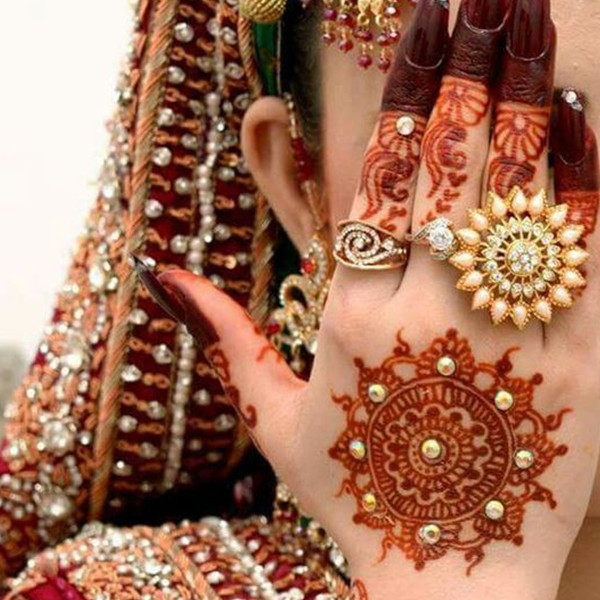 Bridal Mehndi design, spiral motif