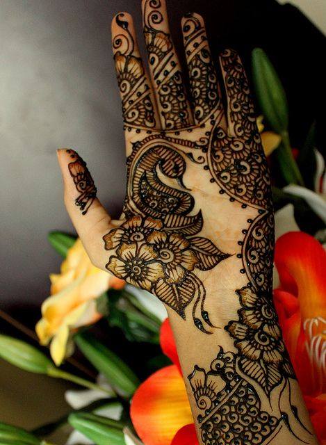 Black Henna design, elephant motif