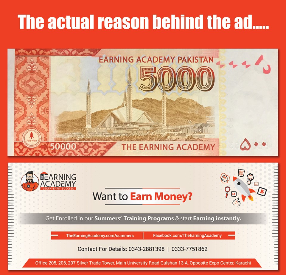 the Earning Academy ad