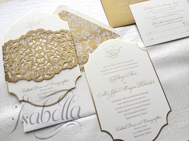 Wedding Cards in Golden color