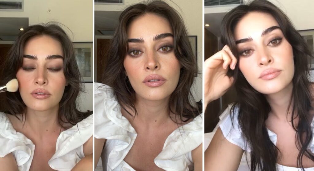 Esra Bilgiç Looks Fierce in a White Ruffled Top and Smokey Eyes - Lens