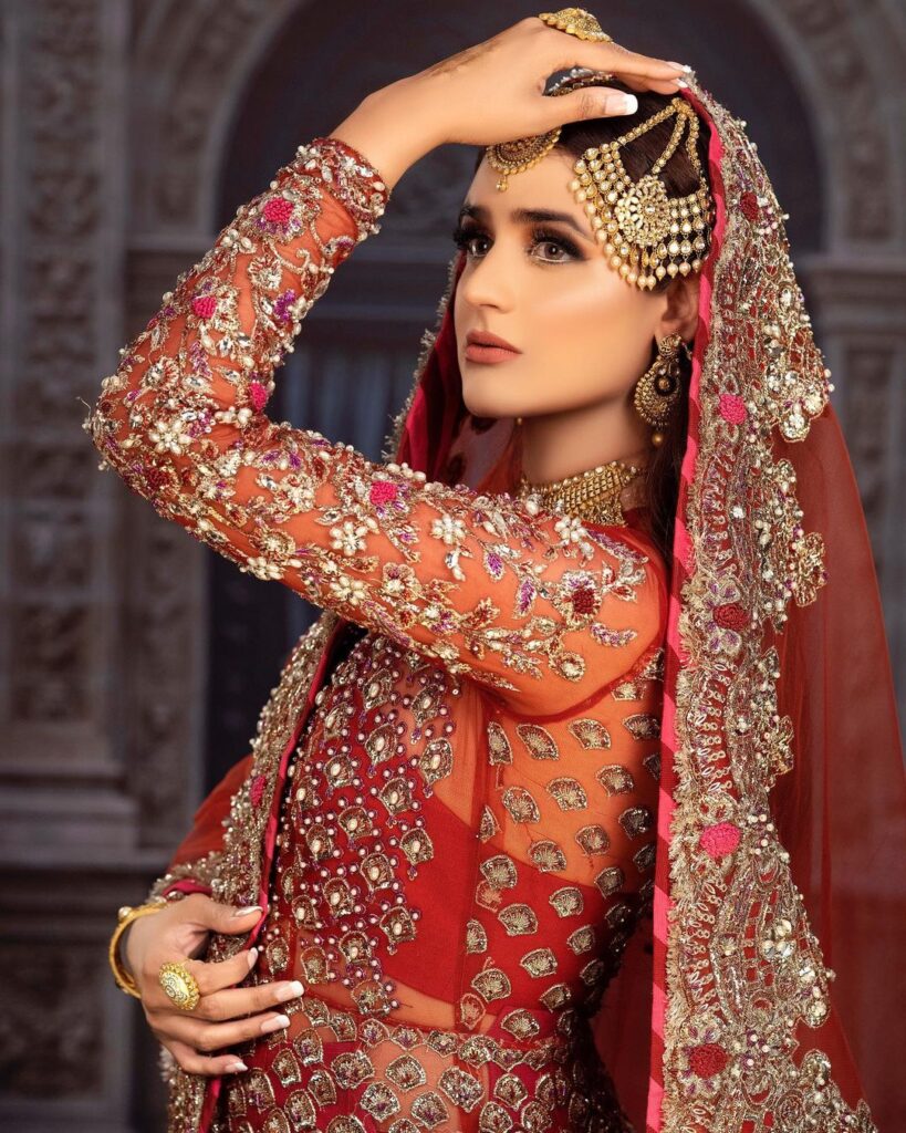 Hira Mani Plays to Her Desi Charms In a Red Bridal Attire [Photos] - Lens