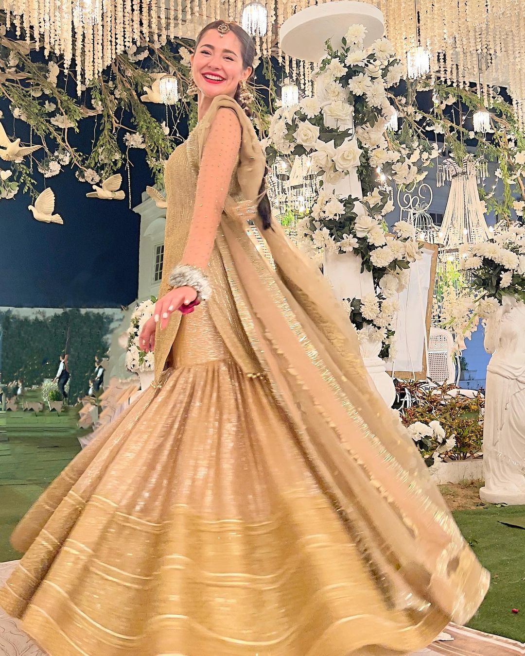 Hania Aamir Is Effortlessly Chic In Golden Gharara Pictures Lens