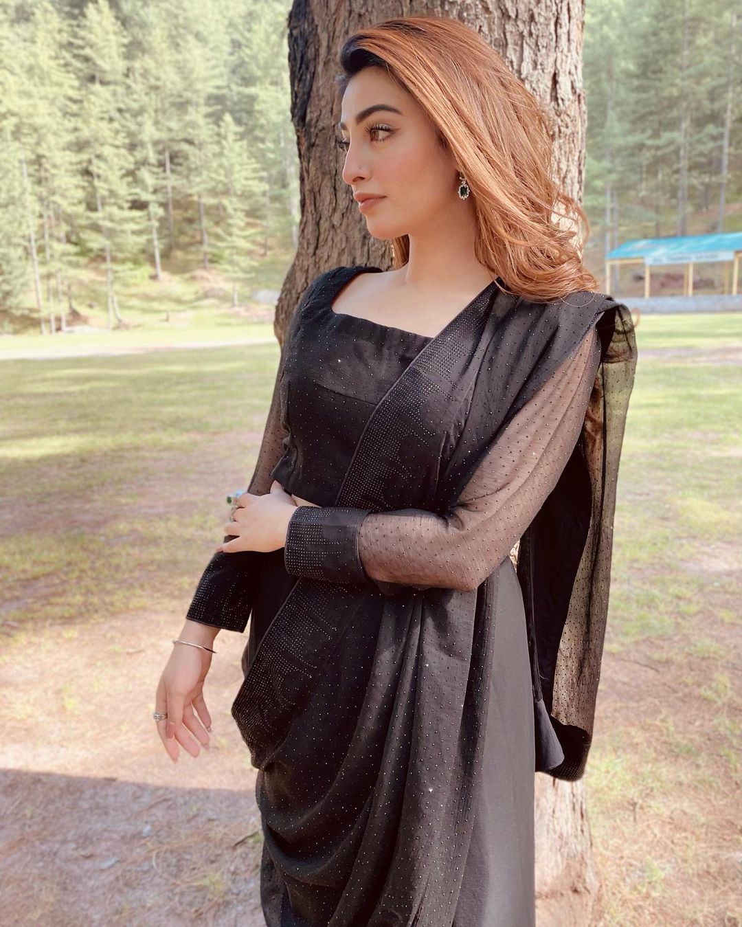 Nawal Saeeds Black Saree Photoshoot Goes Viral On Social Media