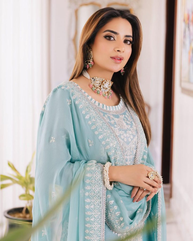 Saboor Aly’s Graceful Look in Aqua Blue Has Everyone Swooning - Lens