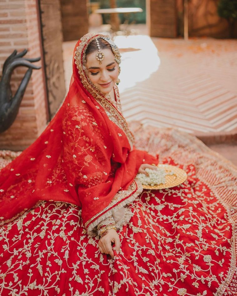 Yumna Zaidi Looks Dreamy in Scarlet Bridal Ensemble - Lens