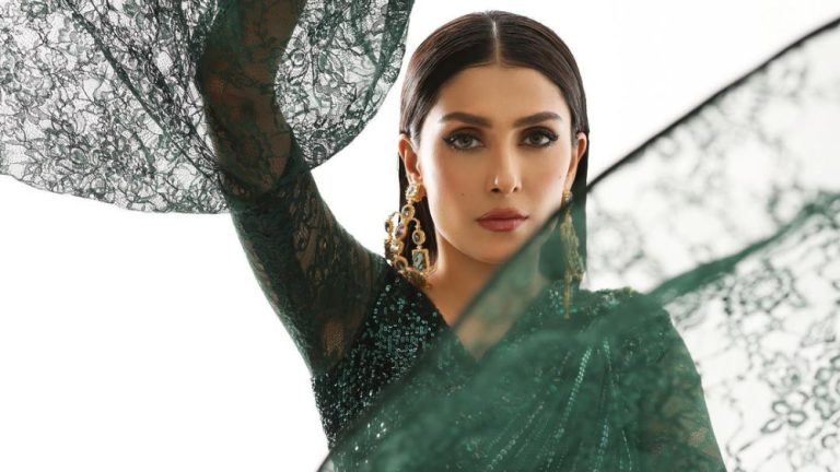 Ayeza Khan Dazzles in Emerald Green Saree - Lens