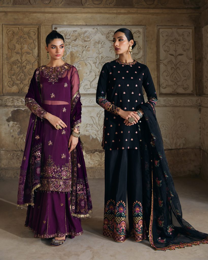 Liyaana From Nizka By Nida Rehan RTW Solids Organza & Silk 3 Piece Suit Royyale sapphire - Festive Collection