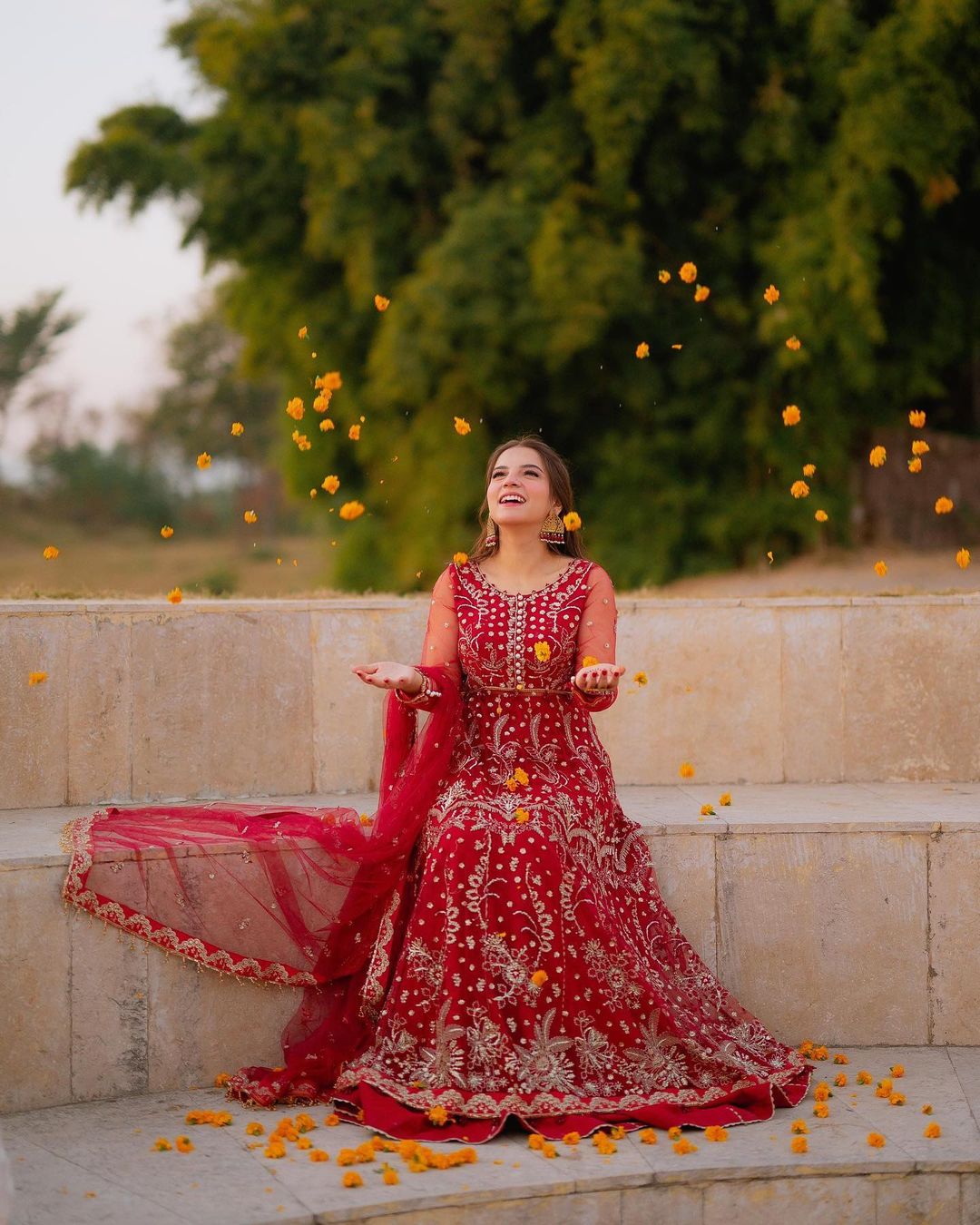 Dananeer Mobeen Mesmerizes Fans in Heavily Embellished Red Pishwas - Lens