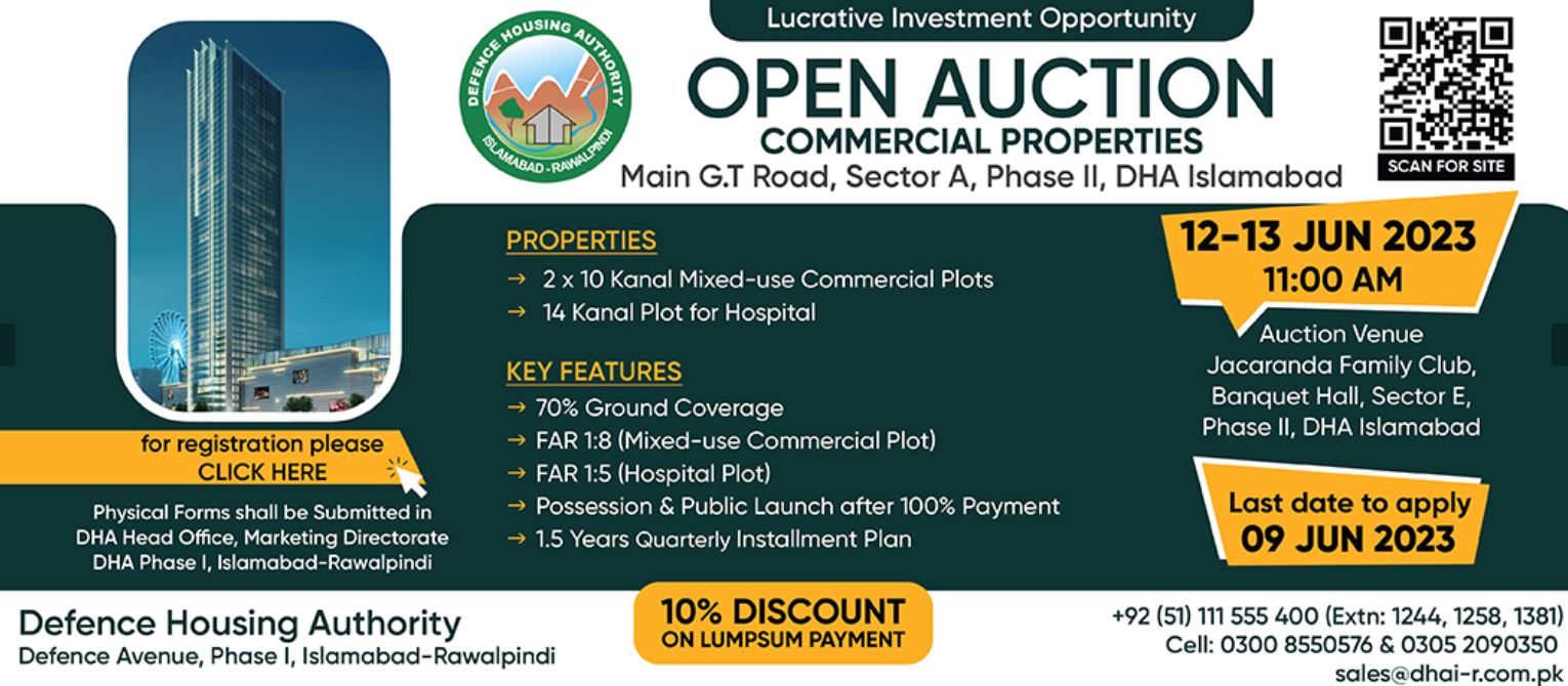 DHAI-R Announces Open Auction for Mixed-Use Commercial & Hospital Plots