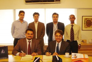 Mr. Imran Malik, CEO, Supernet Limited and Mr. Muhammad Zohaib Khan, CEO, A2Z Creatorz along with their team members at the agreement signing ceremony
