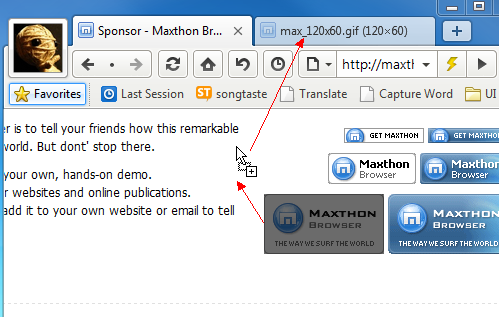 Maxthon Super Drag and Drop Image