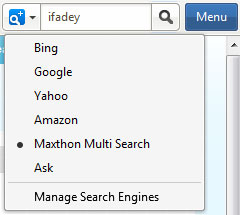 maxthon browser set search engine
