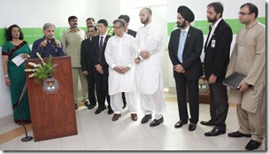 Chief Minister Punjab Muhammad Shahbaz Sharif, addressing on the launch of DELL e libraries in Government Post Graduate Girls College Samanabad, Mr.Ng Tian Beng, vice president and managing director Dell South Asia and Korea, Mr. Harjeet Rekhi Singh, Dell’s General Manager the South Asia Developing Markets Group, and Mr. Shahzad Aslam Khan, country Manager Dell Pakistan also seen in the picture.