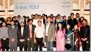 ISLAMABAD, 10 October, 2012: CEO Telenor Pakistan Lars Christian Iuel, Chief Human Resources Officer Shoaib Baig and Chief Strategy Officer Kazim Mujtaba with the graduating interns of Telenor Summer Internship Program 2012