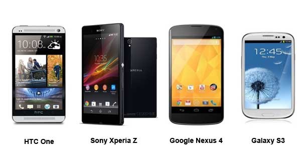 HTC One Vs Xperia Z Vs Nexus 4 Vs Galaxy S III