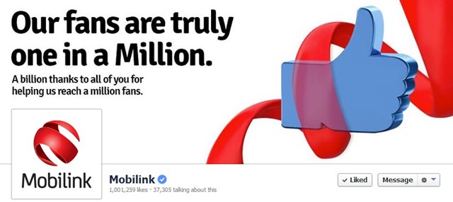Mobilink Gets Verified Facebook Page with Over 1 Million Fans