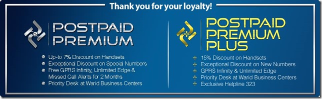 Warid Postpaid Premium and Premium Plus