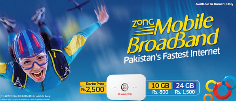 Zong Introduces 4G MiFi with Monthly Data Limit of up to 200GBs