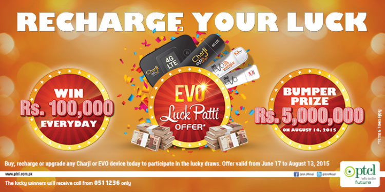 PTCL Offers Cash Prizes Upto Rs. 5 Million for CharJi and EVO customers