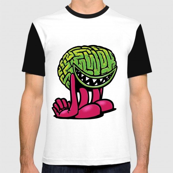 zombie brain art printed t-shirt-600x600