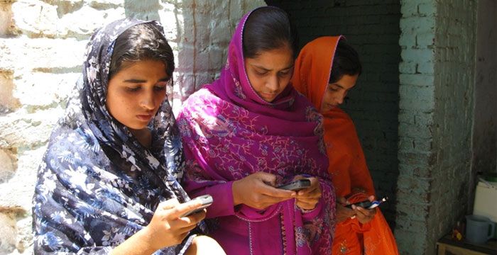 women using phones