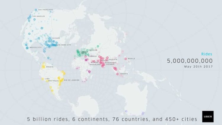 Uber Completes 5 Billion Rides Across the World