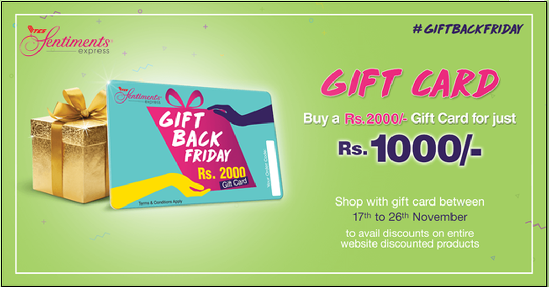 Get Rs 1000 of Free Shopping on Every Gift Card Purchase at TCS Sentiments’ Gift Back Friday